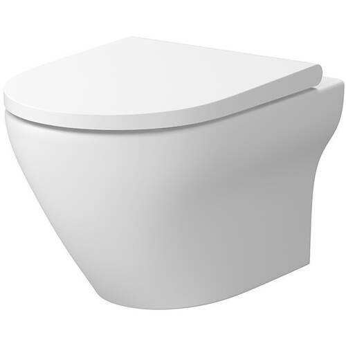 Унітаз підвісний Cersanit Larga Clean On СЕТ B572 з дюропластовим сидінням Slim Wrap Soft Close, білий матовий, фото 1