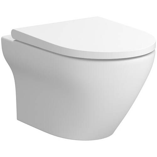 Унітаз підвісний Cersanit Larga Clean On СЕТ B572 з дюропластовим сидінням Slim Wrap Soft Close, білий матовий, фото 2