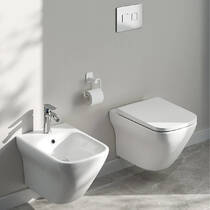 Унитаз подвесной Cersanit Larga Clean On CET B573 с дюропластовым сиденьем Slim Wrap Soft Close, белый матовый, фото №5