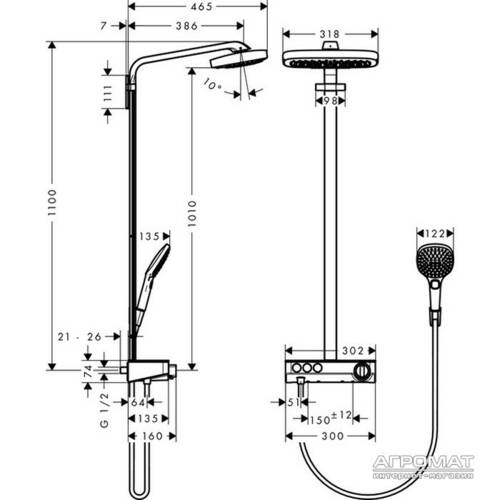 Душевая система Hansgrohe Raindance Select E 27127000 с термостатом, фото 2