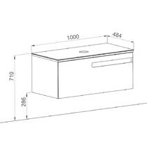Тумба подвесная Аква Родос Ostin белый мат со столешницей черный мрамор 100 см и раковиной One 46 см, фото №4