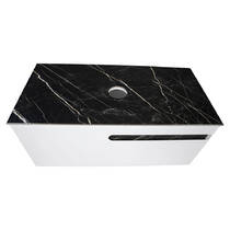 Тумба подвесная Аква Родос Ostin белый мат со столешницей черный мрамор 100 см и раковиной One 46 см, фото №7