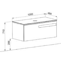 Тумба консольная Аква Родос Ostin белый мат со столешницей черный мрамор 100 см и раковиной One 46 см белый, фото №2
