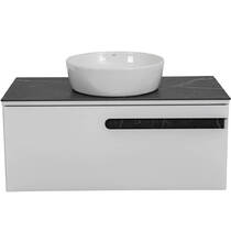 Тумба консольная Аква Родос Ostin белый мат со столешницей черный мрамор 100 см и раковиной One 46 см белый, фото №5