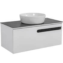 Тумба консольная Аква Родос Ostin белый мат со столешницей черный мрамор 100 см и раковиной One 46 см белый, фото №1