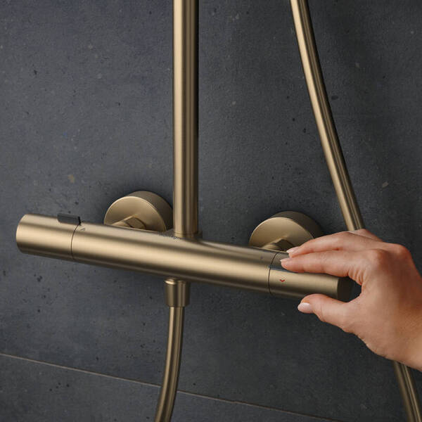 Душова система Hansgrohe Pulsify S Puro Showerpipe 260 1jet 24236140 з термостатом, бронза браширована, фото 3