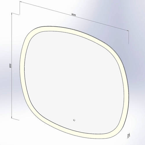 Дзеркало Devit Ovale 4408080 800х800 мм з тачсенсором, LED підсвічуванням та підігрівом, фото 2