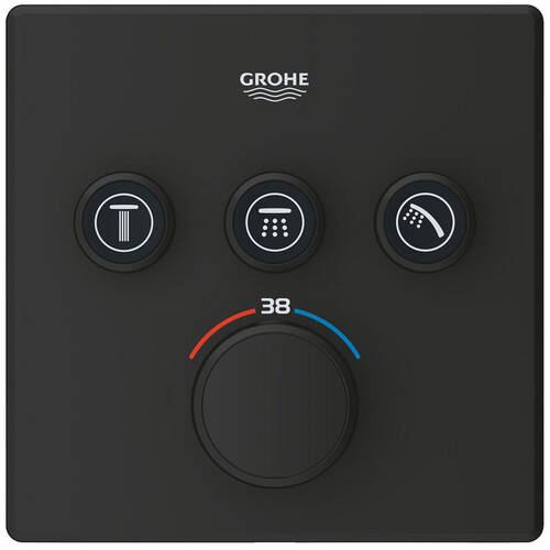 Смеситель скрытого монтажа для душа Grohe Grohtherm SmartControl 102167KF00 с термостатом на 3 потребителя, черный матовый, фото 3