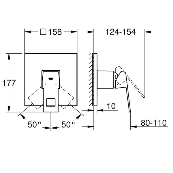 Змішувач прихованого монтажу для душу Grohe Eurocube 24061AL0 графіт темний, фото 4