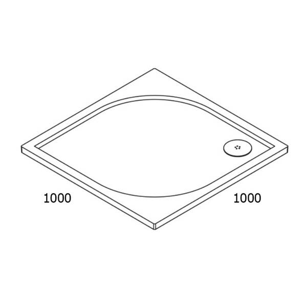 Душовий піддон Ronal Tracy WAQ100004 100х100х3 см квадратний, фото 6