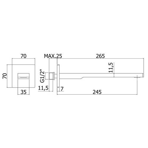 Вилив для ванни Paffoni Light ZBOC122NO 245 мм, чорний матовий, фото 2