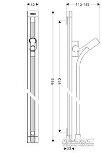 Душова штанга Hansgrohe Unica Raindance 27636000  900 мм, фото №2