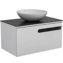 Тумба подвесная Аква Родос Ostin белый мат со столешницей черный мрамор 80 см и раковиной Zero 46 см белый, фото №1