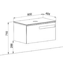 Тумба подвесная Аква Родос Ostin белый мат со столешницей черный мрамор 80 см и раковиной Zero 46 см белый, фото №2