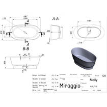 Ванна зі штучного каменю Miraggio Molly 160x80 см, білий матовий, покриття Mirasoft, фото №5