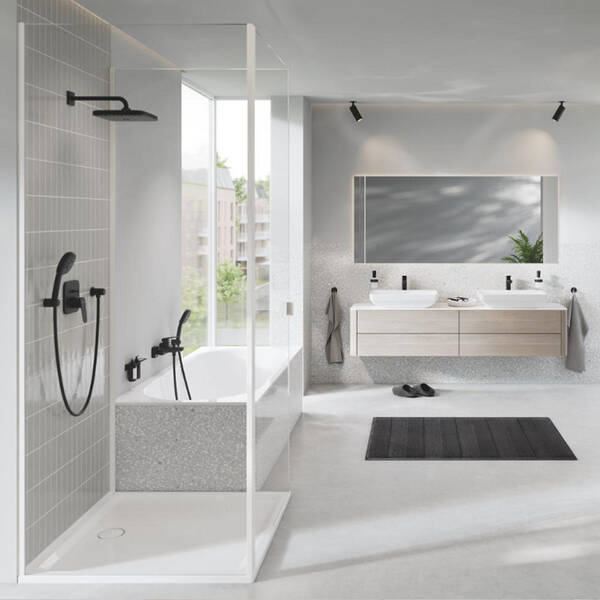 Смеситель для ванны Grohe Cubeo 1018142430 с душевым набором, черный матовый, фото 14
