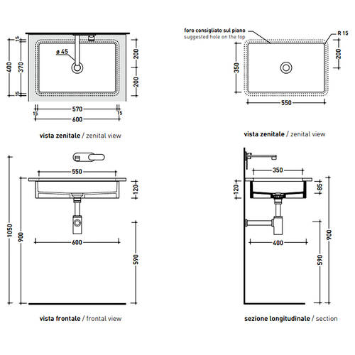 Раковина Flaminia Miniwash MW60SP 60 см белый матовый, фото 2