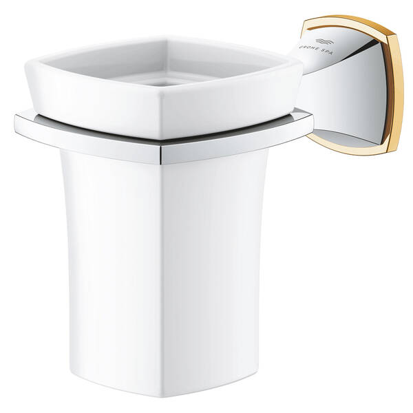 Склянка Grohe Grandera 40909IG0 з тримачем, хром/золото, фото 3