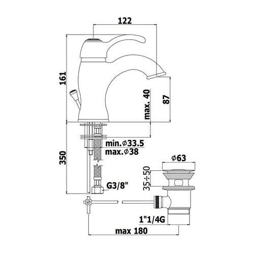 Смеситель для раковины Paffoni Flavia FA075CO, хром/золото, фото 2