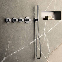 Змішувач прихованого монтажу для душу Paffoni Modular Box MDE019ST з термостатом, колір - сталь, фото №5