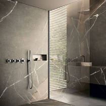 Змішувач прихованого монтажу для душу Paffoni Modular Box MDE019ST з термостатом, колір - сталь, фото №6