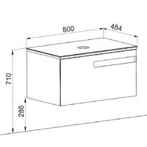 Тумба подвесная Аква Родос Ostin белый мат со столешницей черный мрамор 80 см и раковиной One 46 см, фото №2