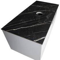 Тумба подвесная Аква Родос Ostin белый мат со столешницей черный мрамор 80 см и раковиной One 46 см, фото №7