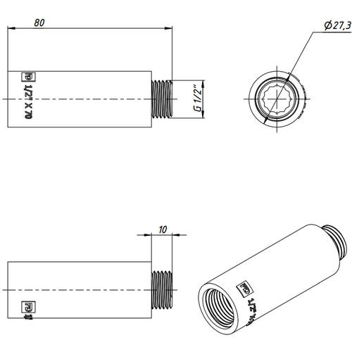 Подовжувач FADO Fitt Chrome UD60 хром 1/2