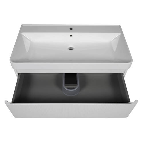 Тумба Аква Родос Акцент Люкс 18175 консольна білий матовий з раковиною Deep 90 см, фото 6