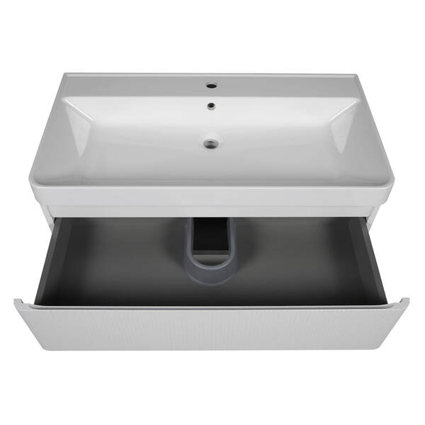 Тумба Аква Родос Акцент Люкс 18175 консольна білий матовий з раковиною Deep 90 см, фото 6