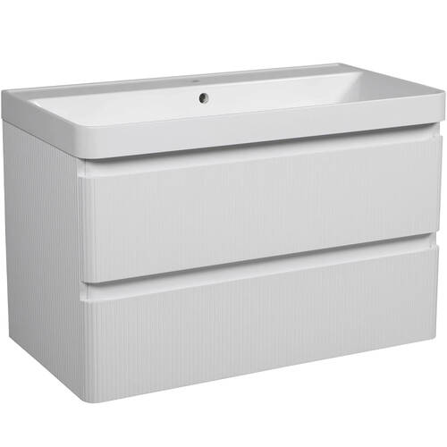 Тумба Аква Родос Акцент Люкс 18175 консольна білий матовий з раковиною Deep 90 см, фото 1
