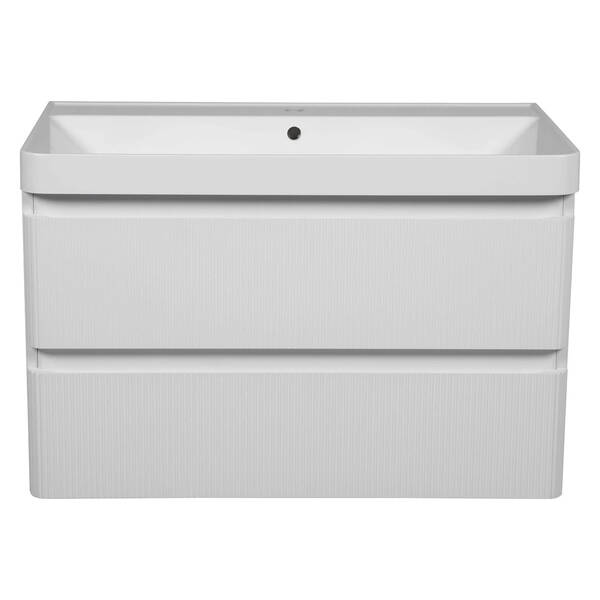Тумба Аква Родос Акцент Люкс 18175 консольна білий матовий з раковиною Deep 90 см, фото 5