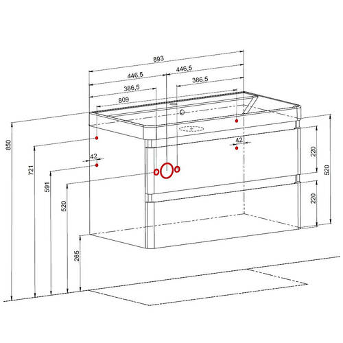 Тумба Аква Родос Акцент Люкс 18175 консольна білий матовий з раковиною Deep 90 см, фото 2