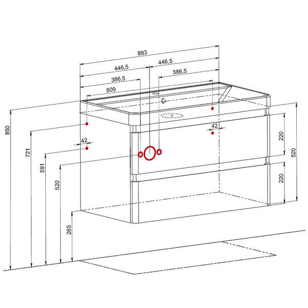 Тумба Аква Родос Акцент Люкс 18175 консольна білий матовий з раковиною Deep 90 см, фото 2