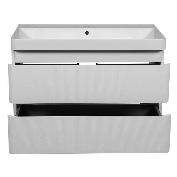 Тумба Аква Родос Акцент Люкс 18175 консольна білий матовий з раковиною Deep 90 см, фото 4