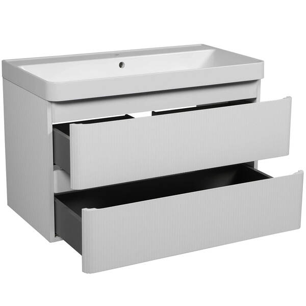 Тумба Аква Родос Акцент Люкс 18175 консольна білий матовий з раковиною Deep 90 см, фото 3