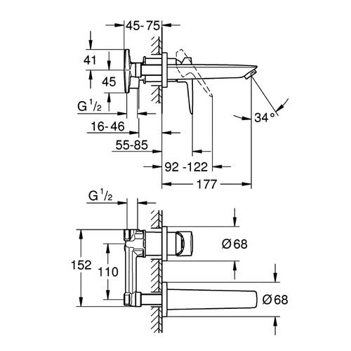 Змішувач прихованого монтажу для раковини Grohe BauEdge 20474001 хром, фото 2