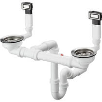 Сифон для кухонной мойки с двойной чашей Hansgrohe 43922800 Stainless Steel, фото №1
