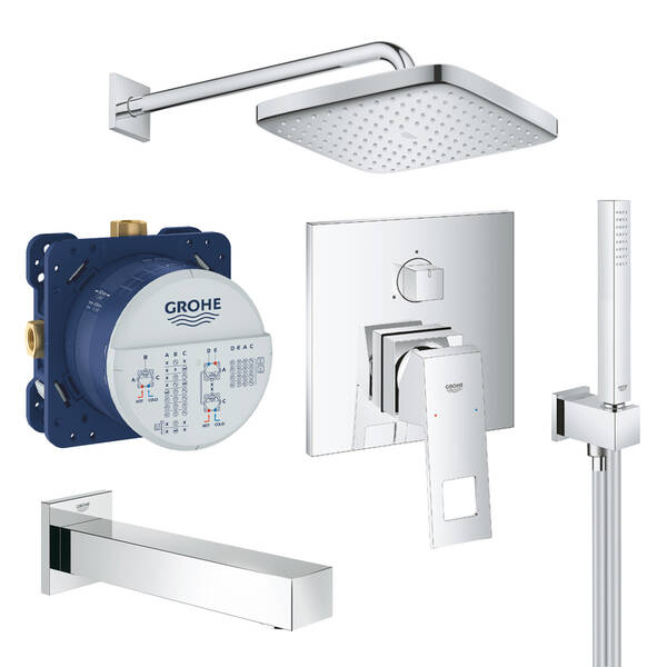 Душевая система скрытого монтажа Grohe Eurocube Tempesta Cube 250 UA26417SC2 на 3 потребителя, фото 1