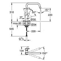 Змішувач для кухні Grohe Eurosmart 305672430 чорний матовий, фото №2