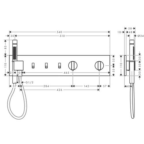 Смеситель скрытого монтажа Axor ShowerComposition 12572140 с термостатом, матовая бронза, фото 3