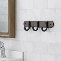 Планка з гачками Аква Родос Gloria Gun Metal 8055 3 гачки, графіт матовий, фото №1