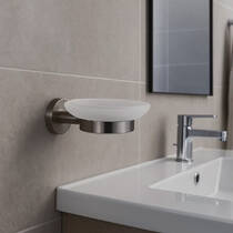 Мыльница Аква Родос Gloria Gun Metal 8122 с держателем, графит матовый, фото №1