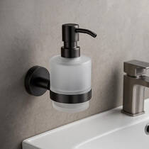 Дозатор для рідкого мила Аква Родос Gloria Gun Metal 8133 з тримачем, графіт матовий, фото №1
