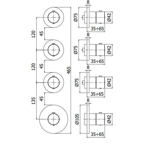 Змішувач прихованого монтажу з термостатом для душу Paffoni Modular Box MDE019CR хром, фото 5