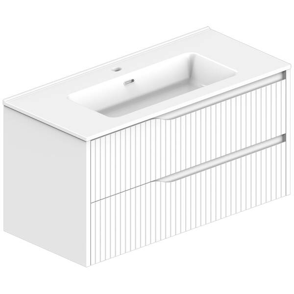Тумба Devit Style 442100W 100 см з раковиною, біла, фото 1