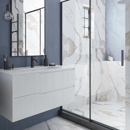 Тумба Devit Style 442100W 100 см з раковиною, біла, фото 4