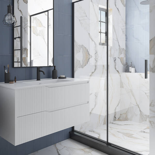 Тумба Devit Style 442100W 100 см з раковиною, біла, фото 4