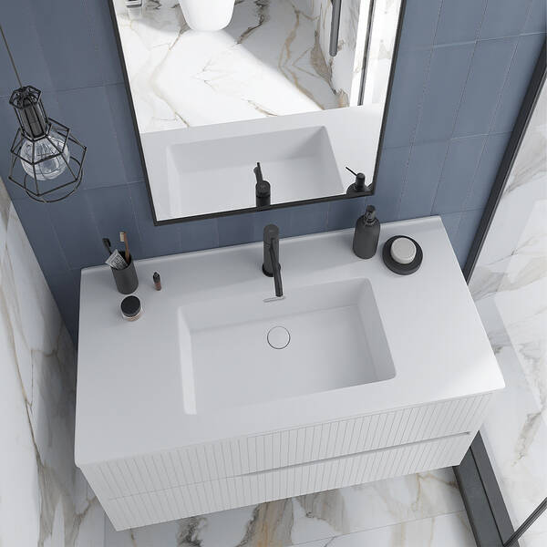 Тумба Devit Style 442080W 80 см з раковиною, біла, фото 4