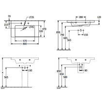 Раковина Villeroy&Boch Subway 3.0 4A7080R1 80 см білий глянець, фото №2